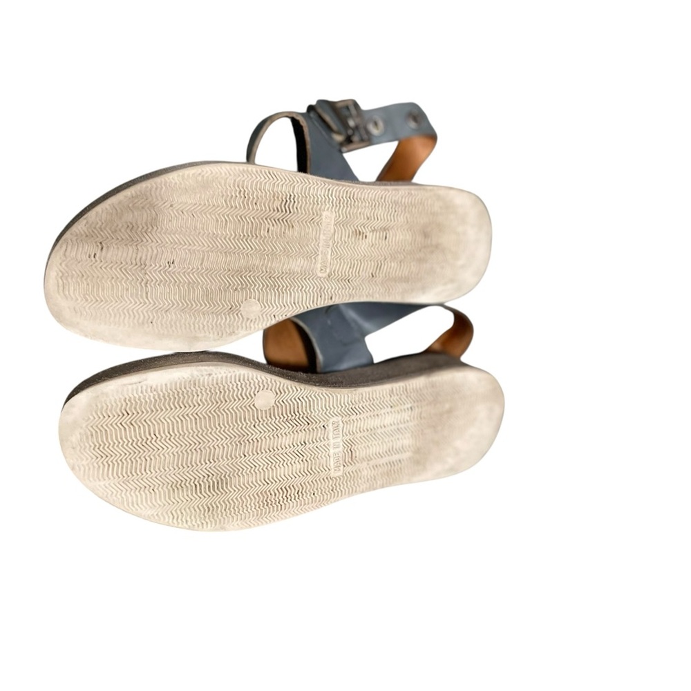 Aquatalia Ash Blue Leather Ankle Strap Wedge Sandal Women's Size 9‎ Comfortable - Picture 8 of 16